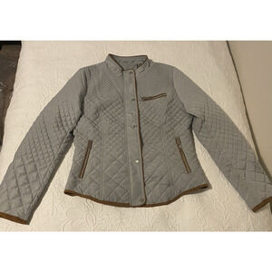 Womens Winter Puffer Coat Size Small Blue Lightweight FleeceLined Quilted Jacket